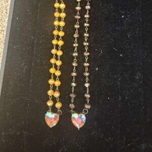 AB Heart Charm & Bead Necklaces - Bundle of 2 Necklaces